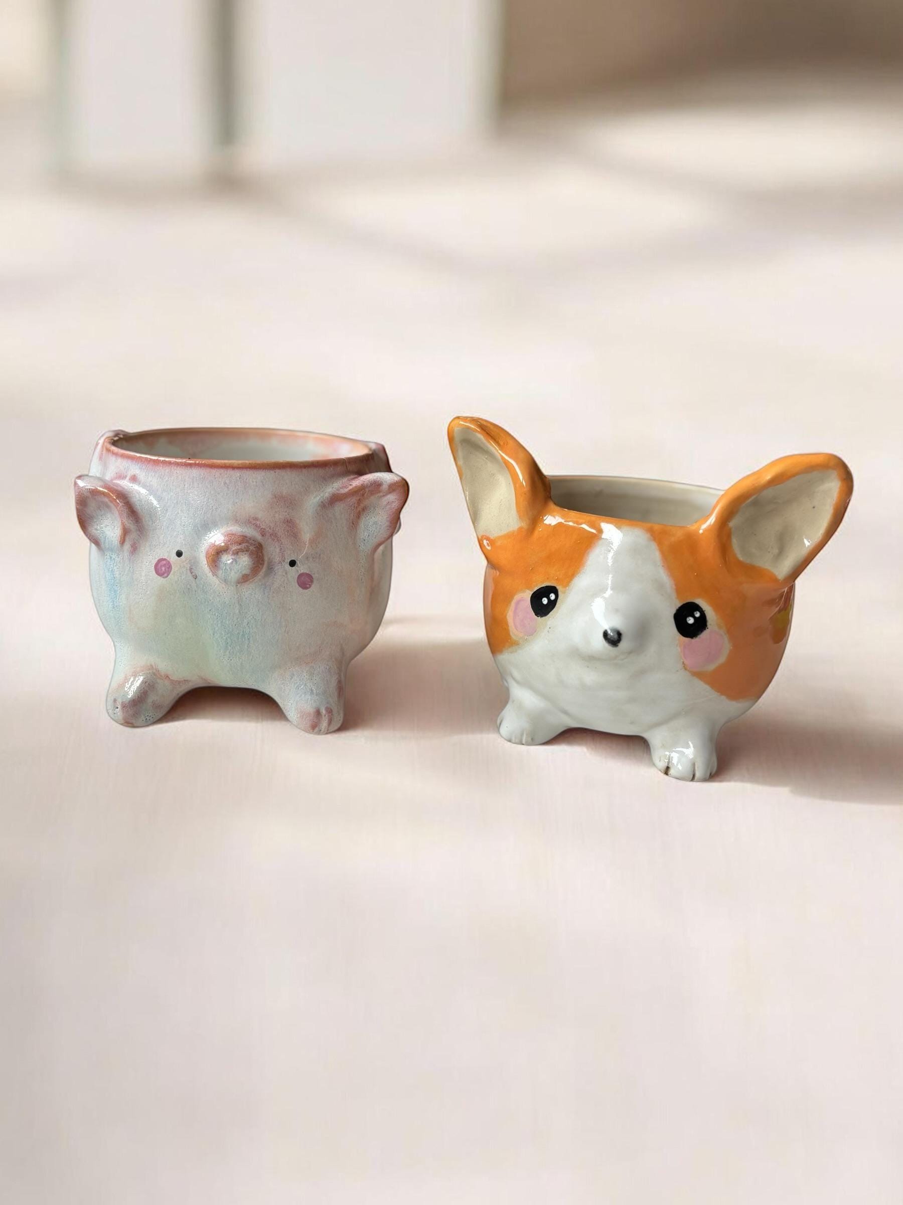 Grande tasse corgi faite main – Mug céramique artisanal – Tasse kawaii chien – Mug mignon pour café – Idée cadeau originale