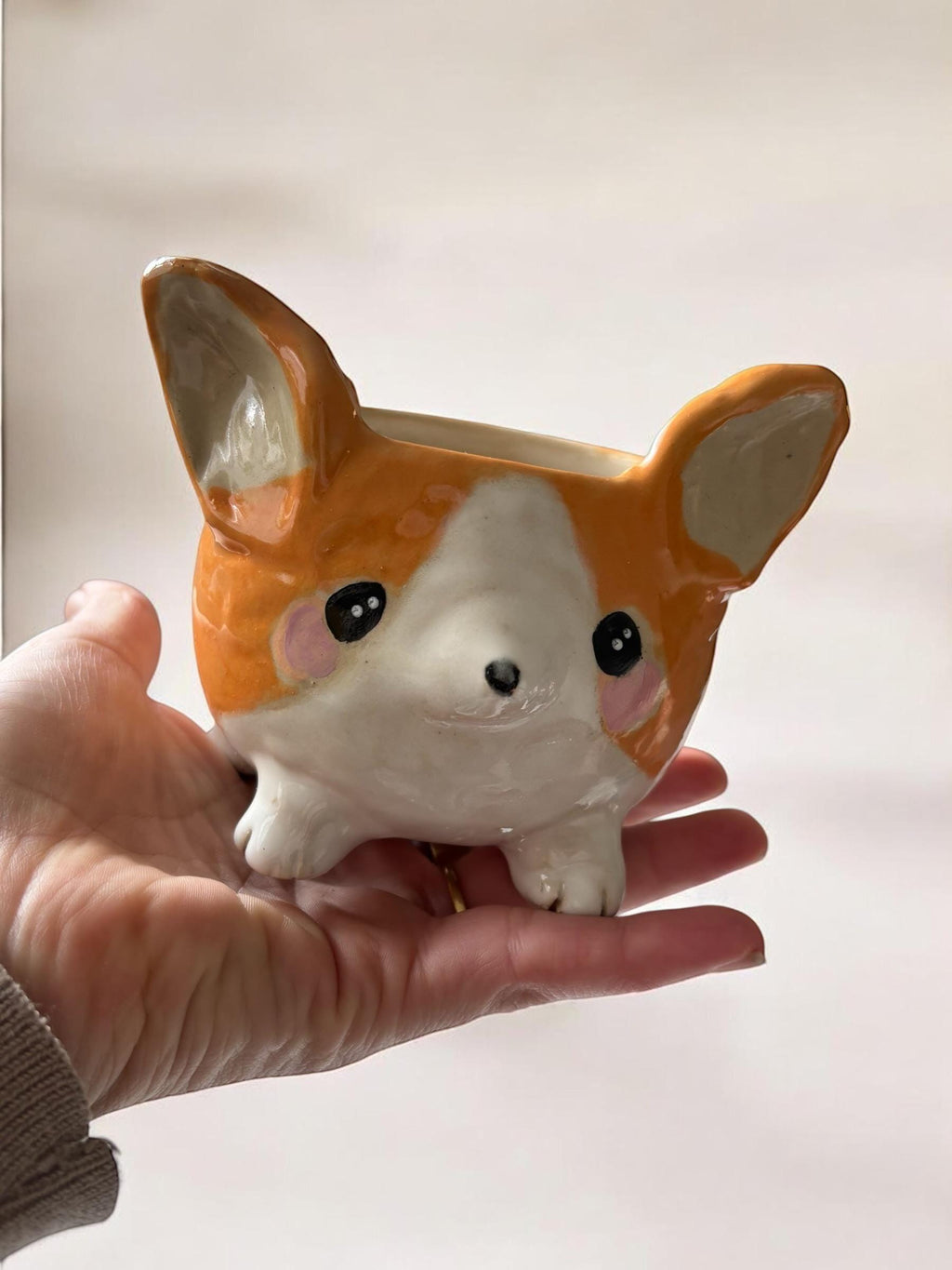 Grande tasse corgi faite main – Mug céramique artisanal – Tasse kawaii chien – Mug mignon pour café – Idée cadeau originale