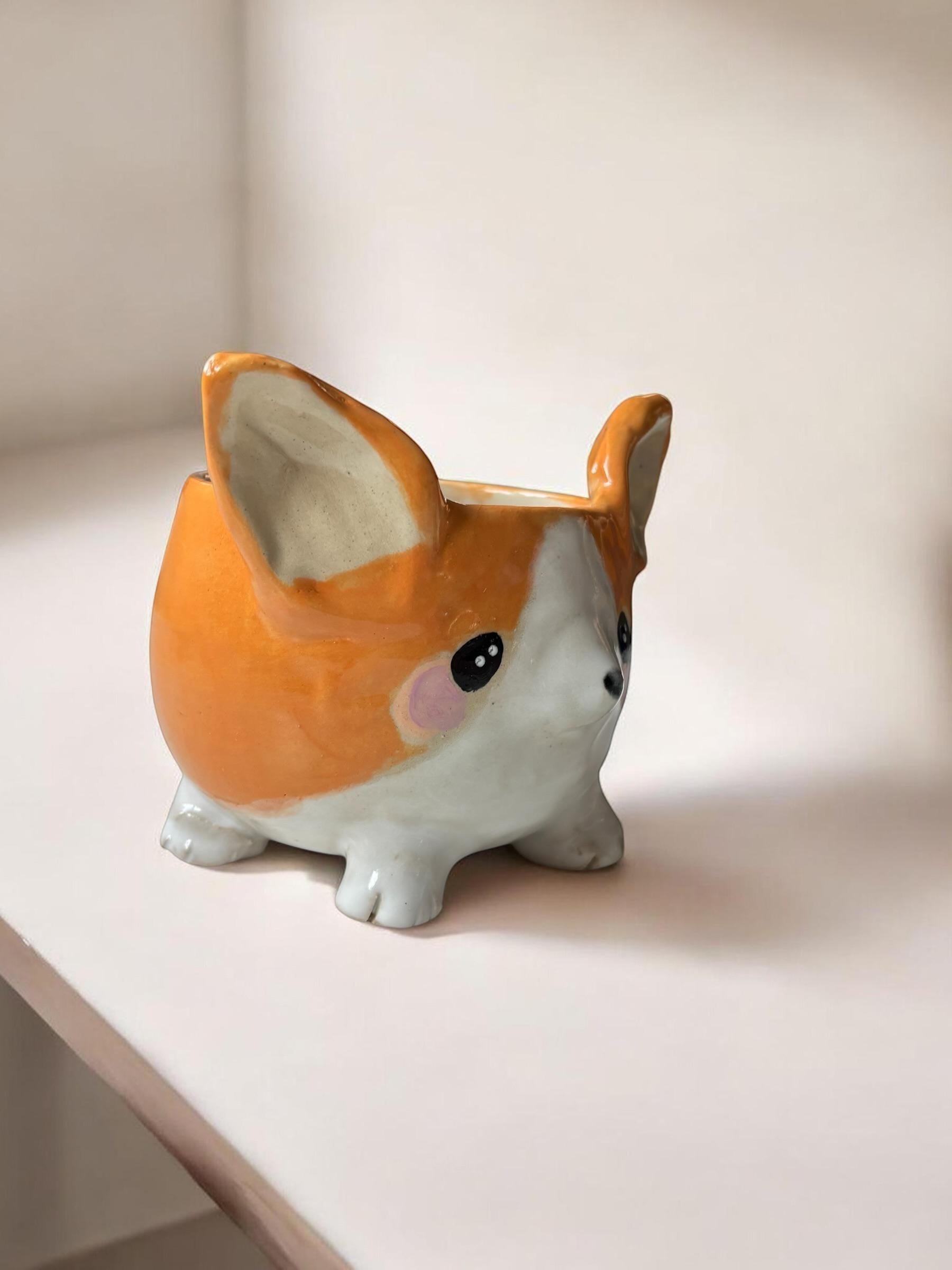 Grande tasse corgi faite main – Mug céramique artisanal – Tasse kawaii chien – Mug mignon pour café – Idée cadeau originale