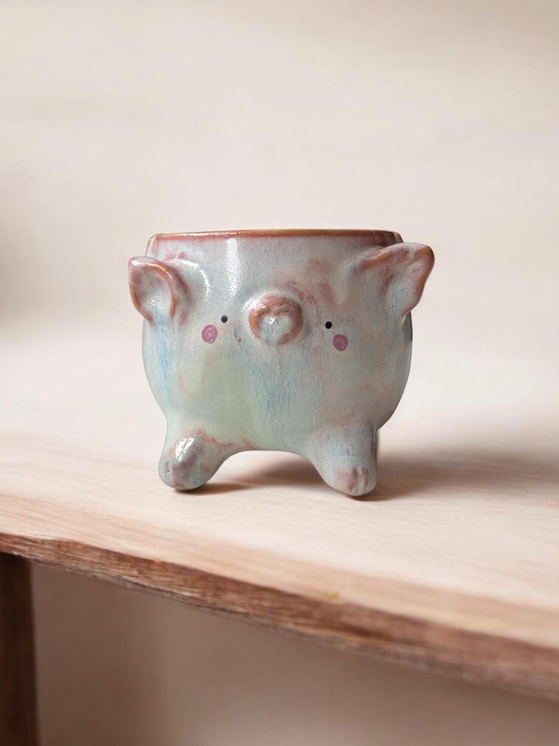 Grande tasse cochon ailé faite main – Mug céramique artisanal – Tasse kawaii cochon volant – Mug mignon – Idée cadeau originale