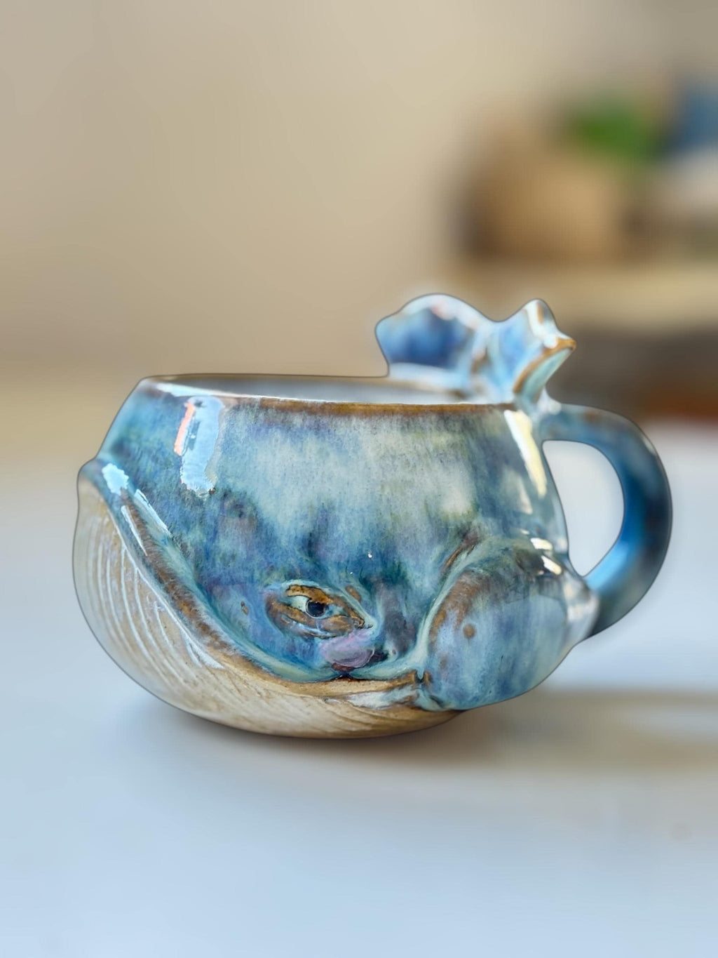 Tasse Baleine — Rivage - céramique faite main – Mug artisanal unique – Tasse océan originale – Cadeau – Coffee cup whale handmade