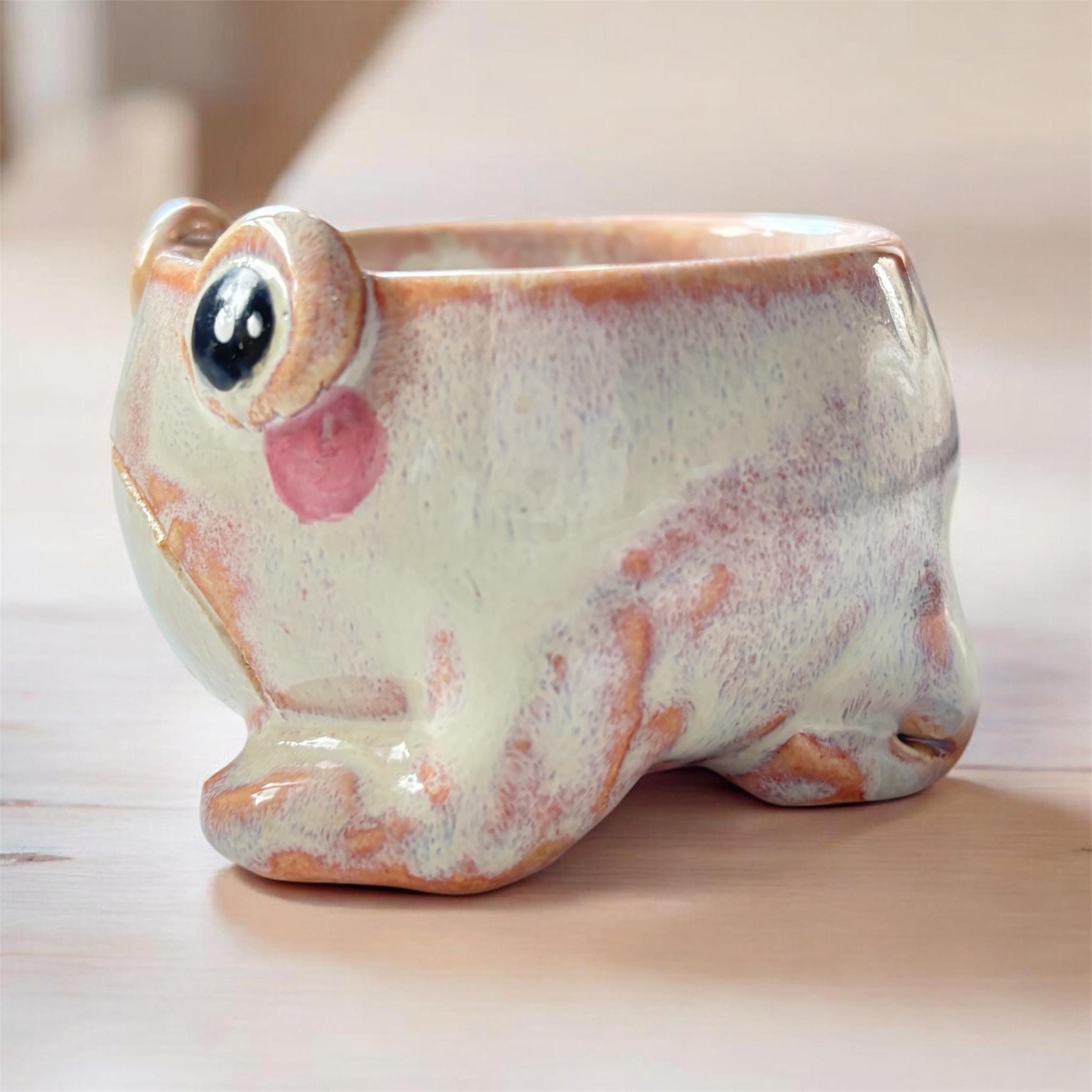 Grumpy Frog Espresso Cup – Funny Cute Frog Mug Handmade – Cottagecore Gift for Frog Lovers – Small Coffee Cup – Unique Ceramic Mug