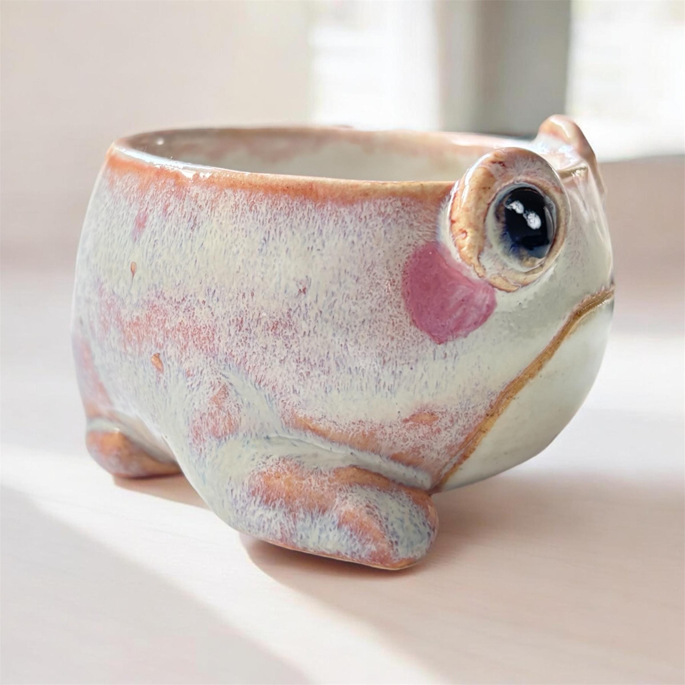Grumpy Frog Espresso Cup – Funny Cute Frog Mug Handmade – Cottagecore Gift for Frog Lovers – Small Coffee Cup – Unique Ceramic Mug