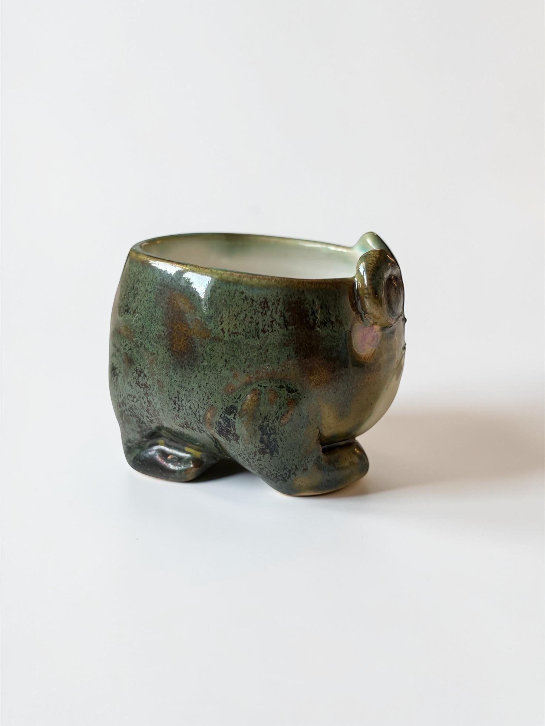 Tasse espresso grenouille grumpy faite main- Mug céramique artisanal - petite tasse kawaii pour café - idée cadeau original